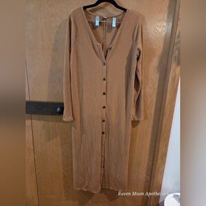 Brown Ribbed Maxi Dress